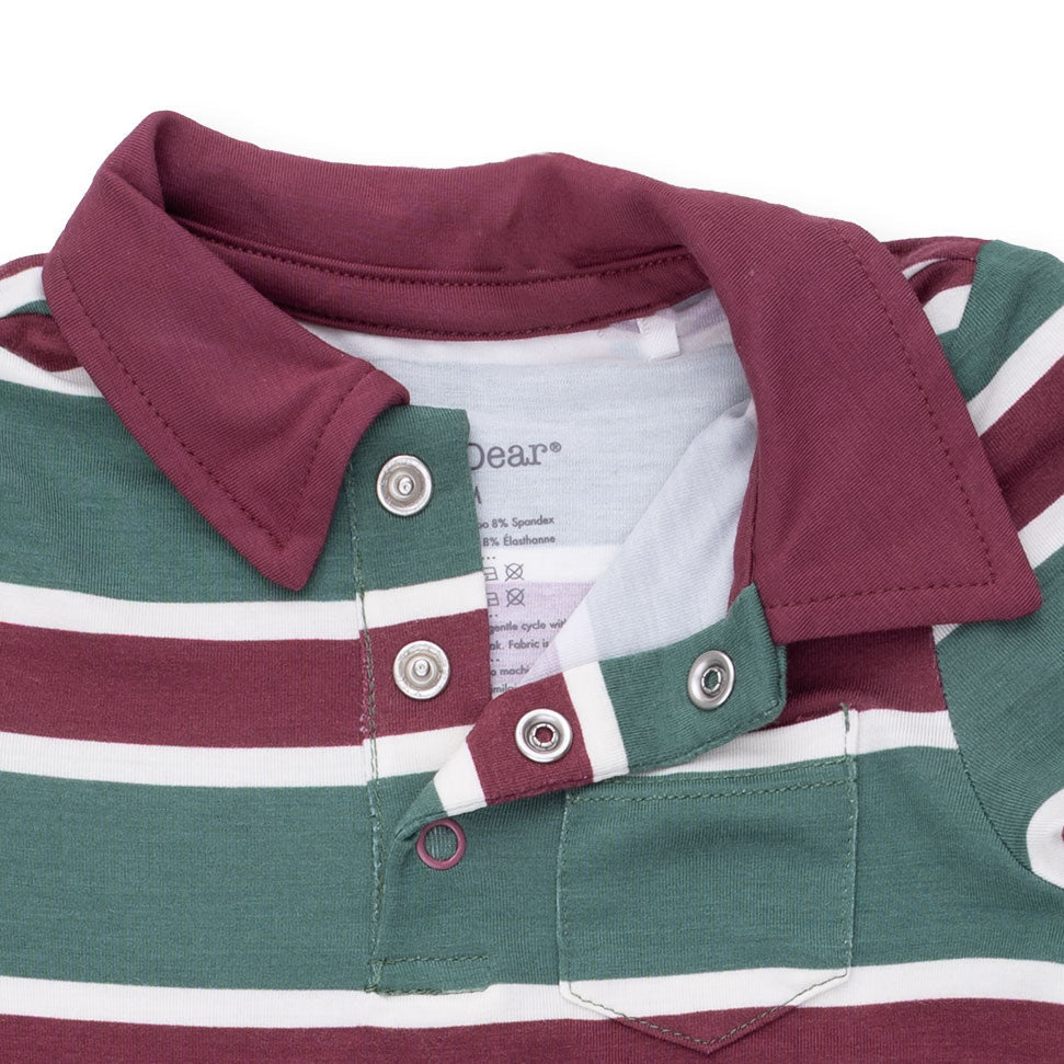 Rugby Stripe Green - Polo Romper by Angel Dear (view 4 of 5)