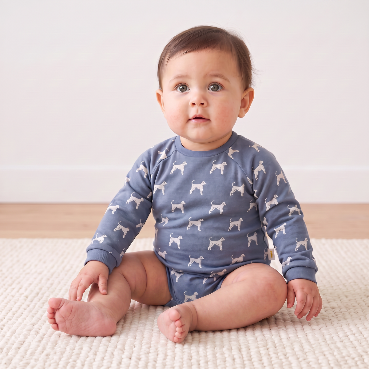 Organic Long Sleeve Bubble Romper - Dog by Makemake Organics