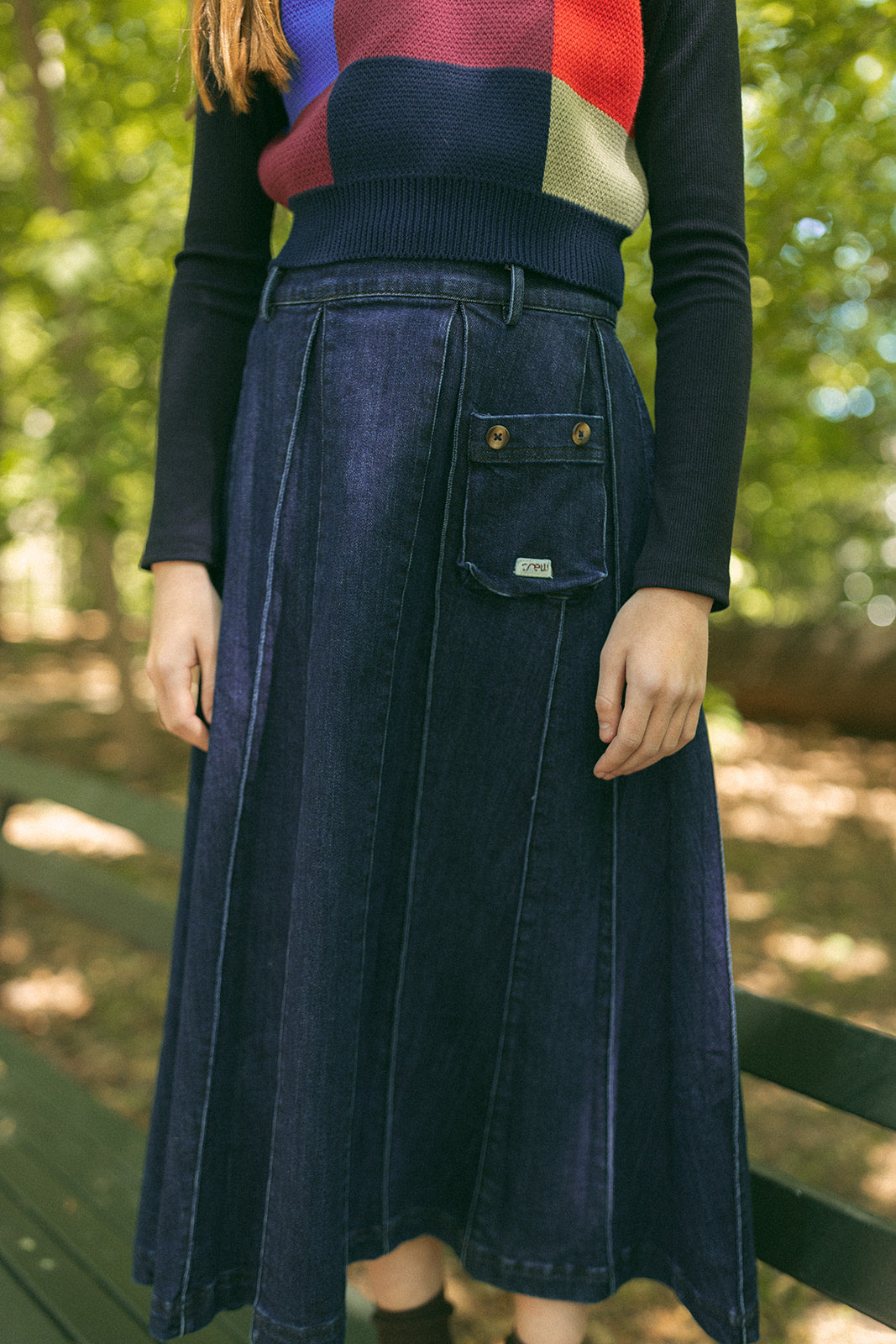 Sofi Pleated Maxi Skirt - Denim by Crew Kids NY (view 4 of 6)