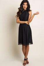 PinkBlush Black Chiffon High Neck Dress PinkBlush 