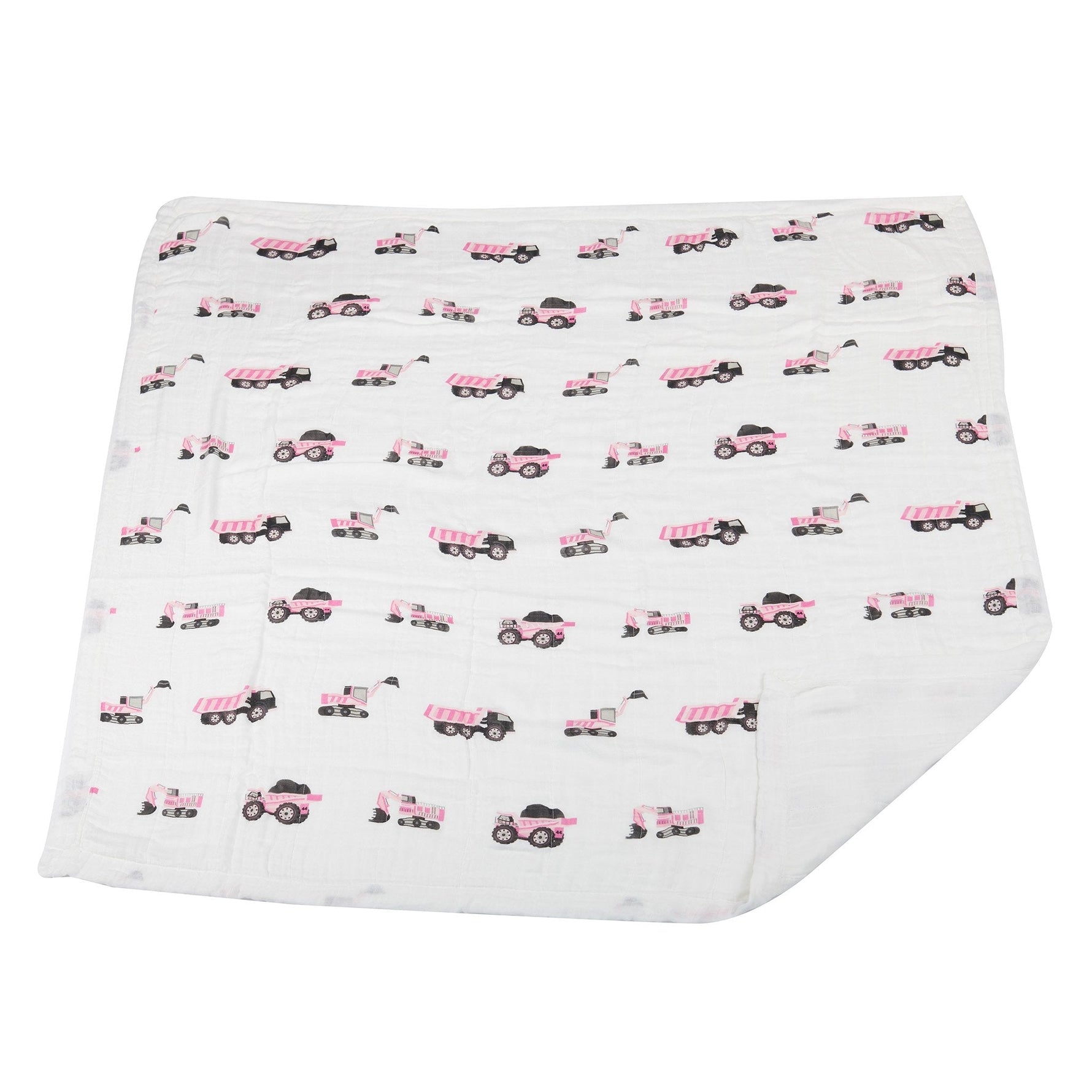 Organic Pink Digger and White Bamboo Muslin Newcastle Blanket by Newcastle Classics at Everetts Place