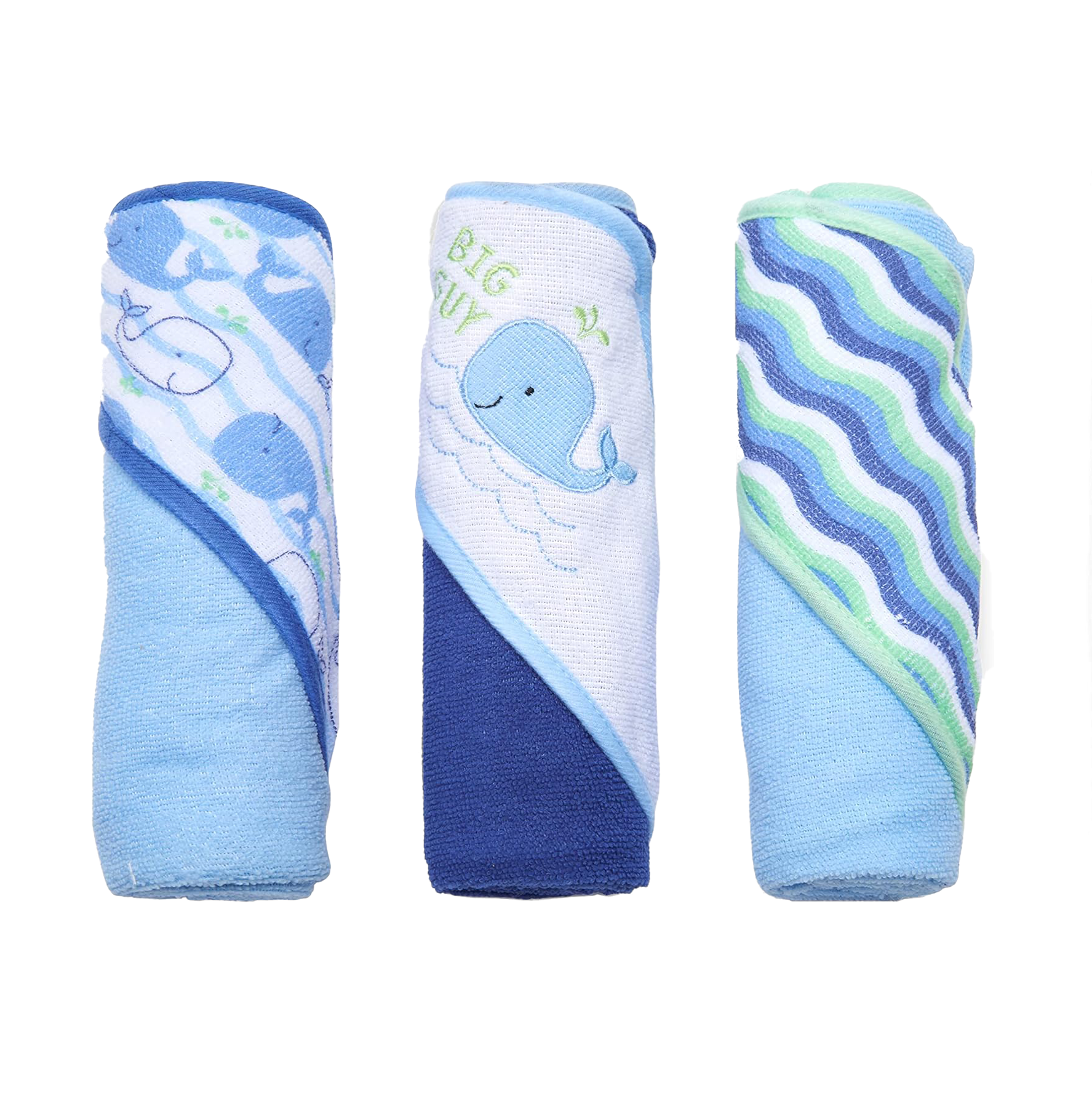Crover soft polyester terry hooded baby towels 3-pack for babies.
