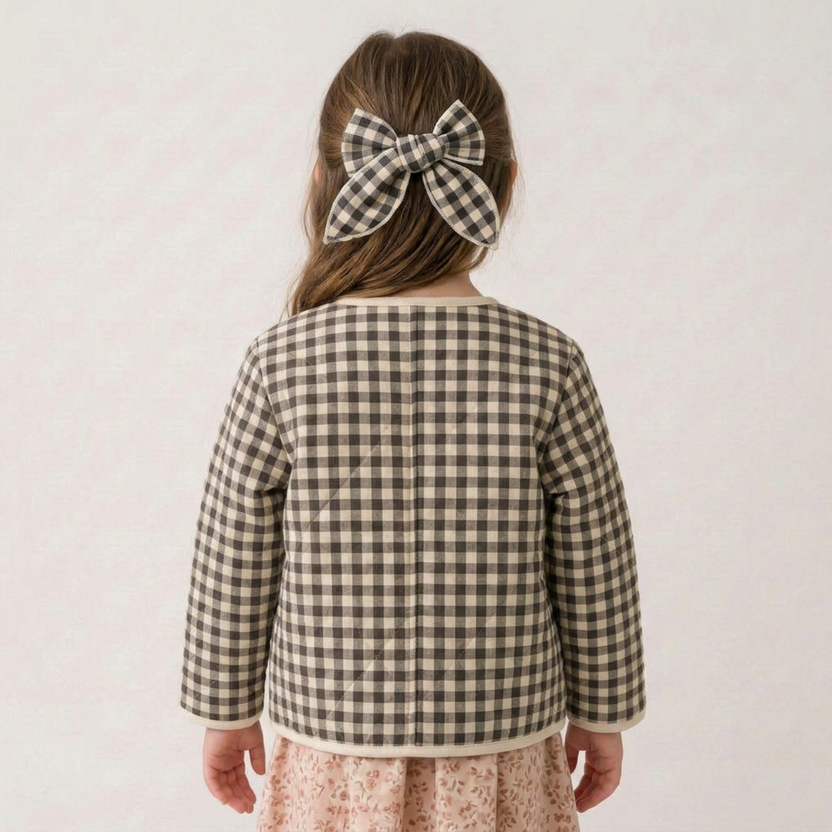 Organic Bow Clip - Charcoal Plaid by Makemake Organics