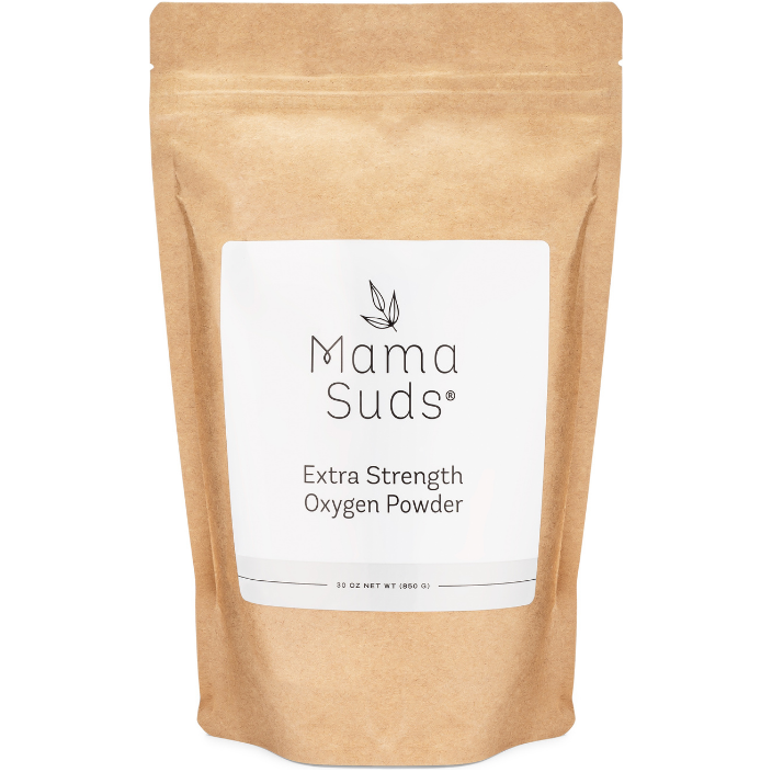 Extra Strength Oxygen Powder in eco-friendly packaging, safe bleach alternative.