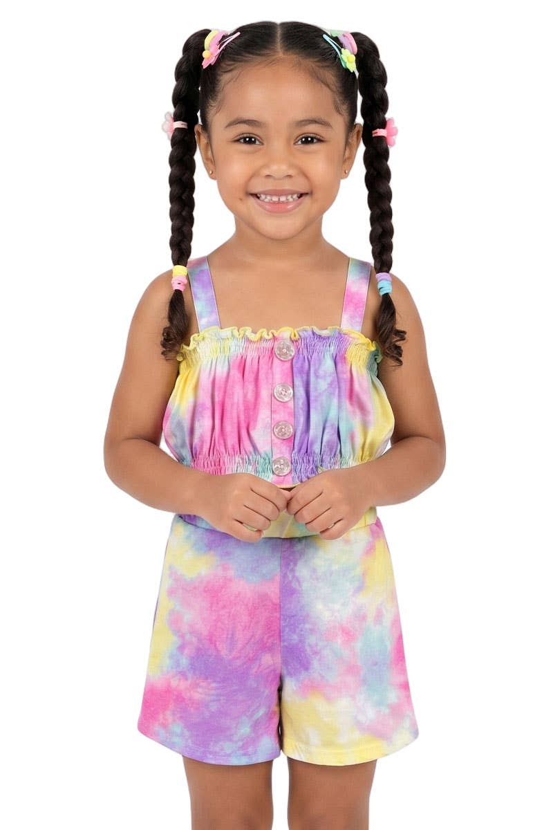 Cutie Patootie Clothing - TKSS-3006T-AMY18 Toddler's 2 Piece Floral Short Set - Tie Dye / 2 by Cutie Patootie Clothing at Everetts Place