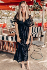PinkBlush Black Lace Mesh Overlay Maxi Dress by PinkBlush (view 5 of 7)