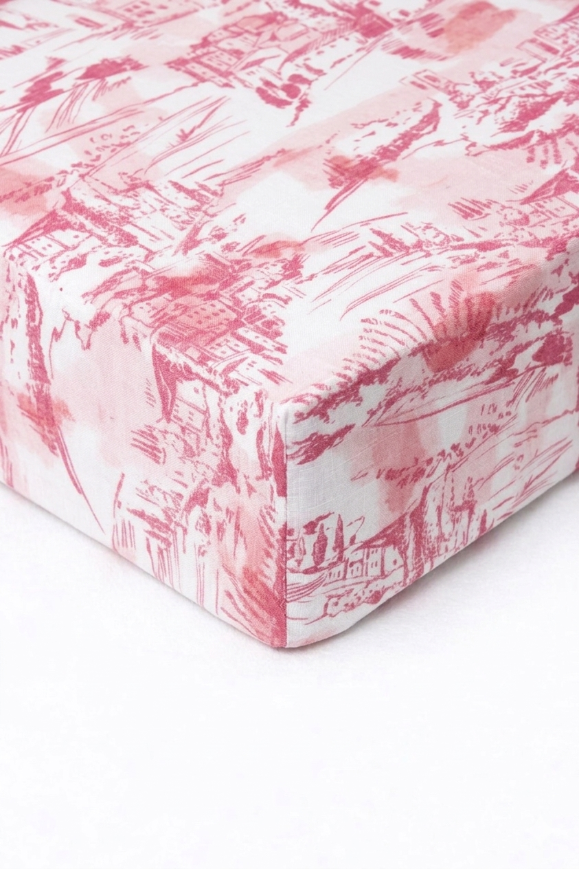 Pink Toile Crib Sheet by Little Mae & Co