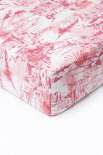 Pink Toile Crib Sheet by Little Mae & Co