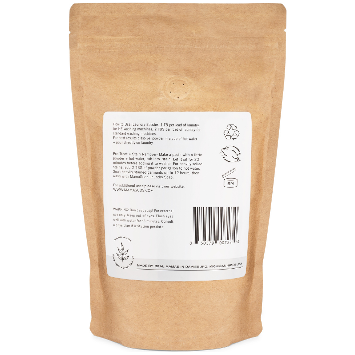 Extra Strength Oxygen Powder package with ingredient and usage details, sustainable packaging design.