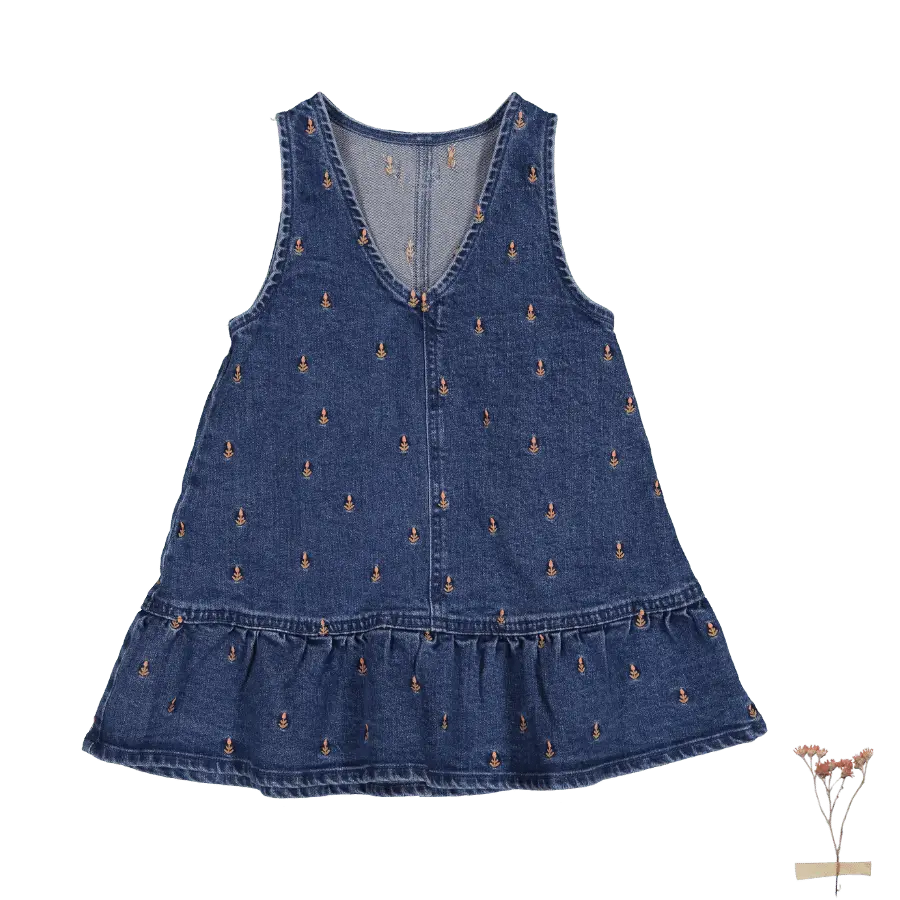 Denim Dress Mini Tulip With Embroidered Details For Summer Lovely Littles 