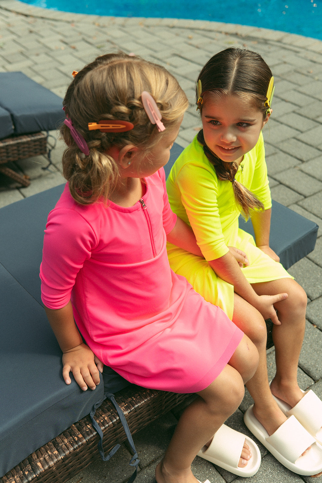 Mesh Neon Swim Dress - Pink by Crew Kids NY at Everetts Place
