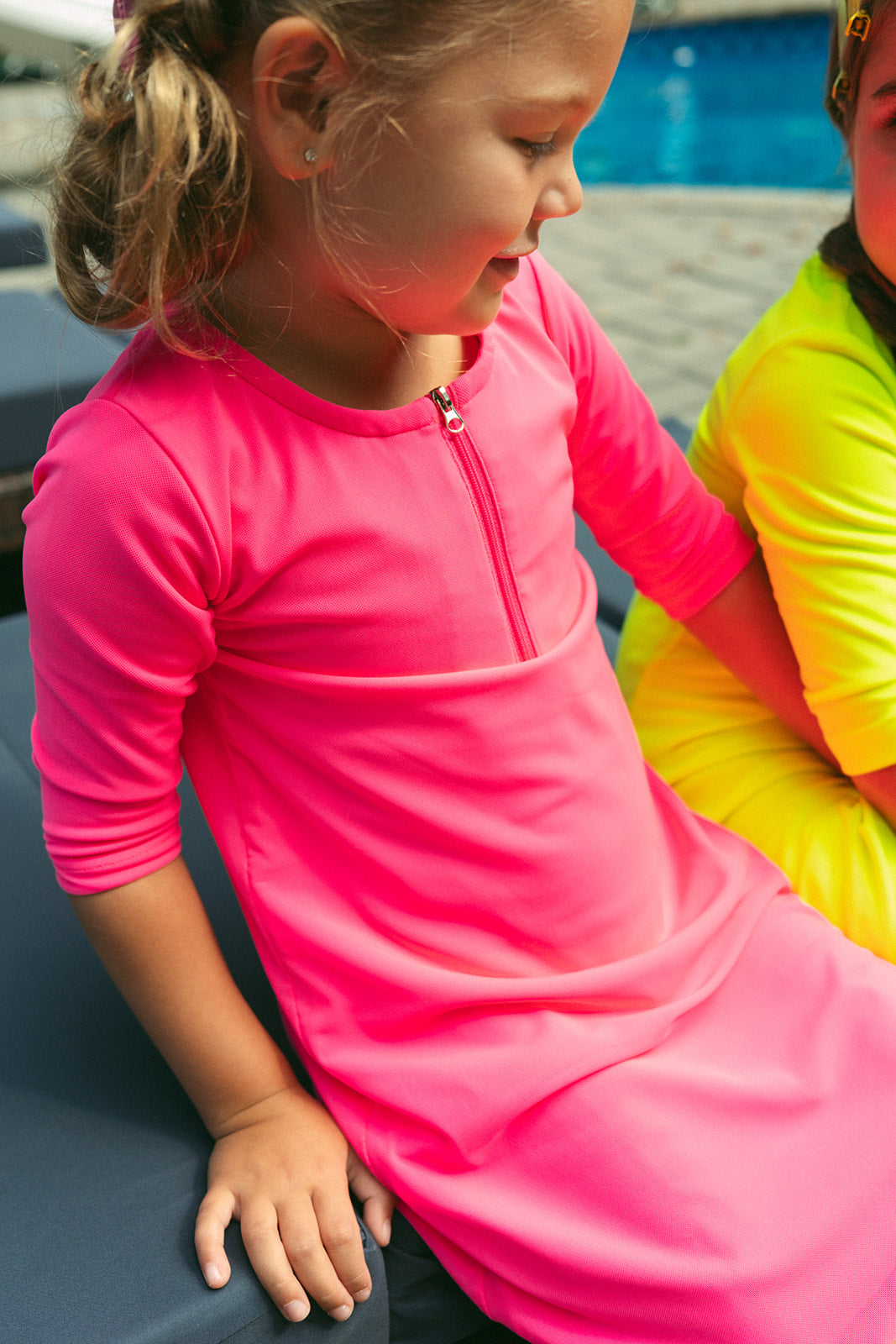 Mesh Neon Swim Dress - Pink by Crew Kids NY at Everetts Place