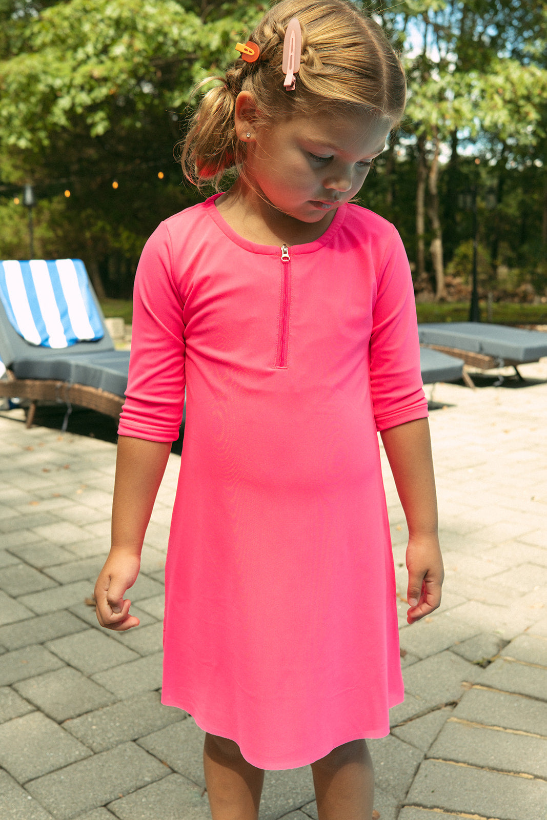 Mesh Neon Swim Dress - Pink by Crew Kids NY at Everetts Place