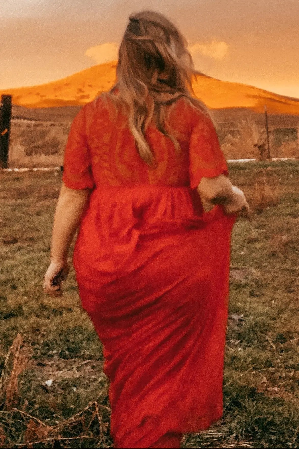 PinkBlush Red Lace Mesh Overlay Maxi Dress with Short Sleeves for Elegant Women - Everetts Place