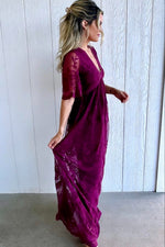 Full-Length Lace Mesh Overlay Maxi Dress by PinkBlush