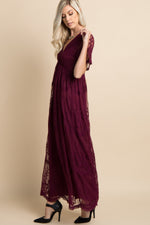 Full-Length Lace Mesh Overlay Maxi Dress by PinkBlush