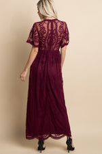 Full-Length Lace Mesh Overlay Maxi Dress by PinkBlush