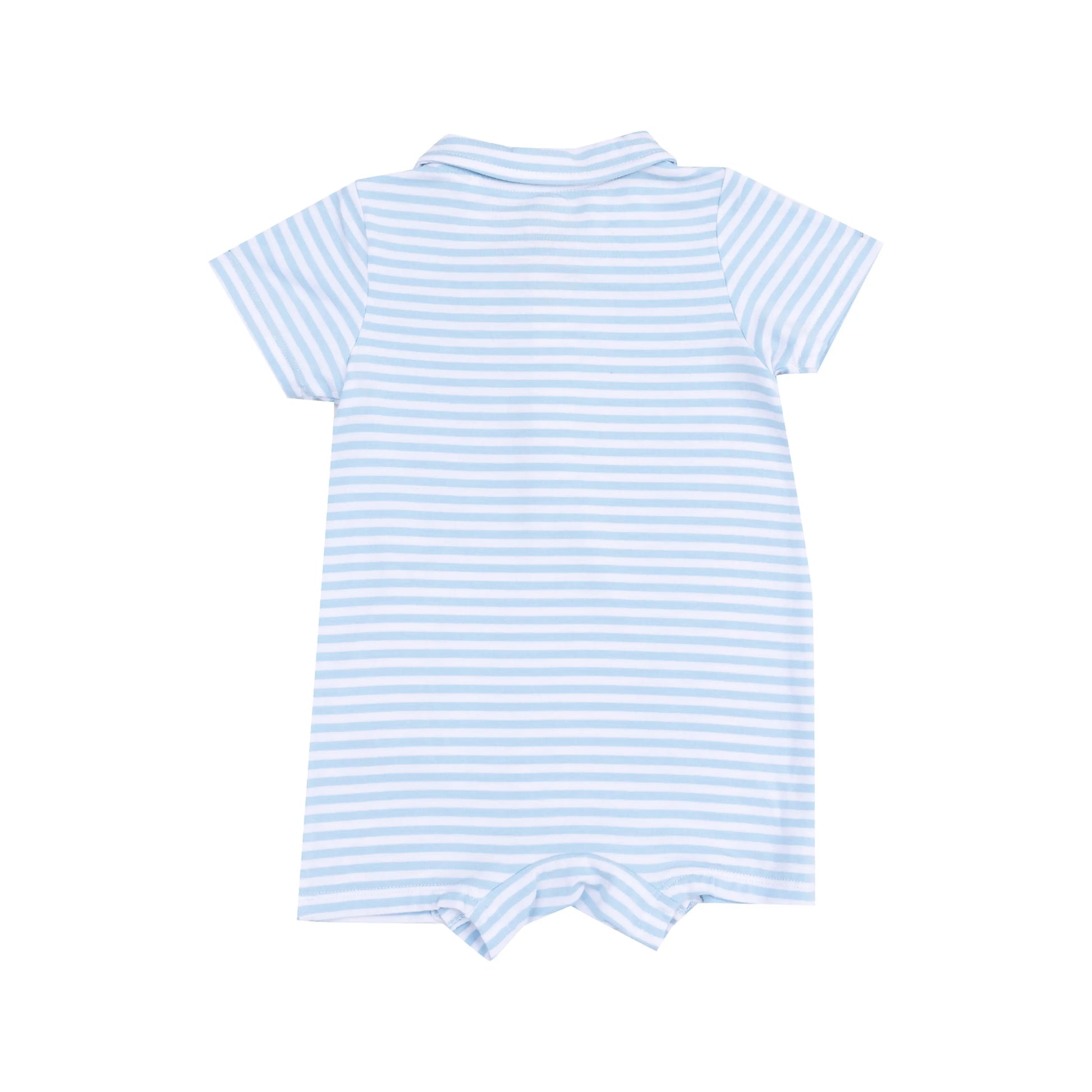 Polo Shortie With Applique Golf Blue Stripe.