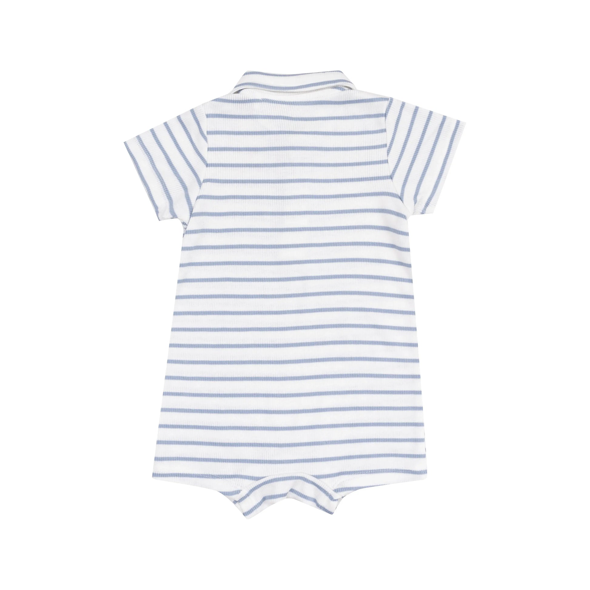 Polo Shortie French Stripe Dusty Blue.