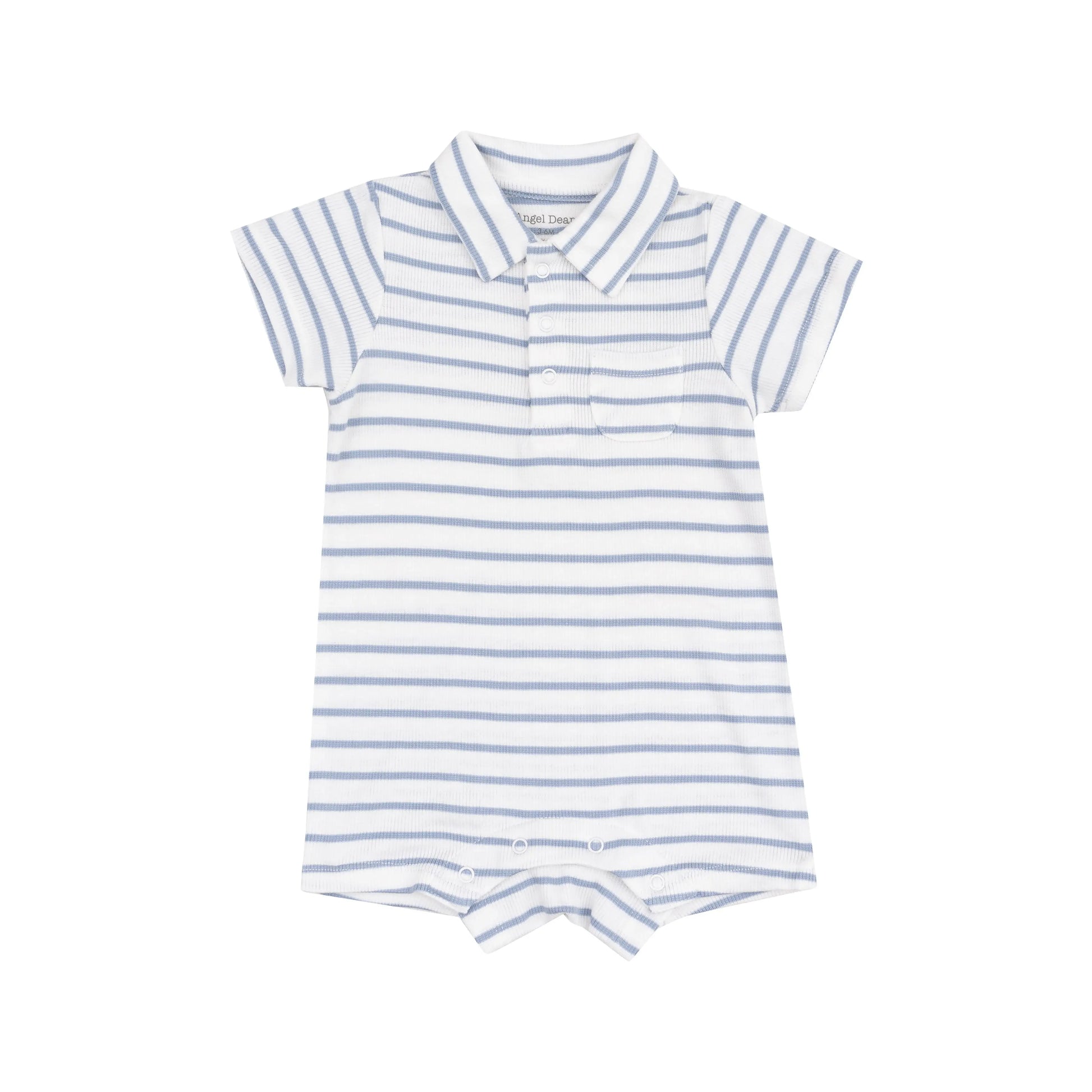 Polo Shortie French Stripe Dusty Blue.