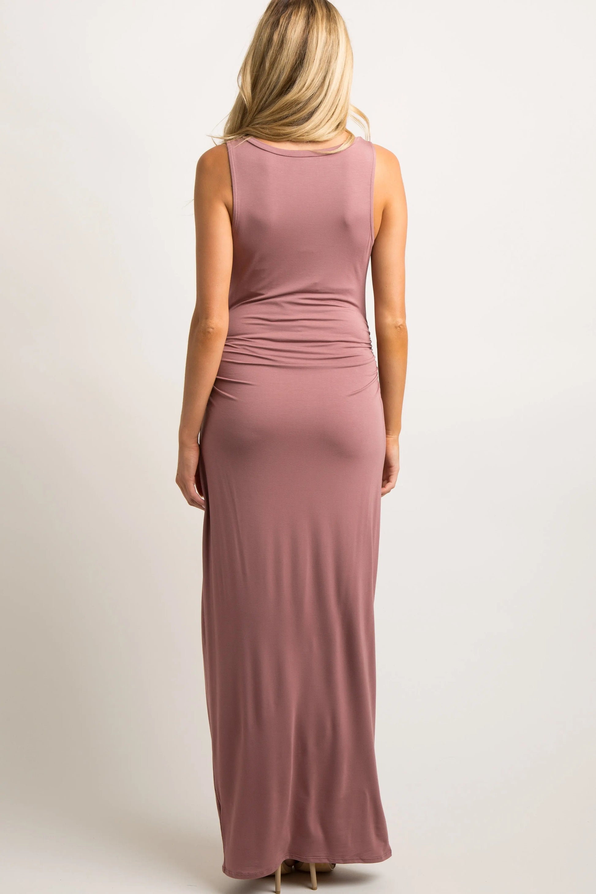 PinkBlush PinkBlush Mauve Sleeveless Fitted Maternity Maxi Dress for Stylish Moms - Apparel & Accessories > Clothing > Dresses