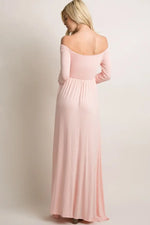 PinkBlush Pink Solid Off Shoulder Maxi Dress PinkBlush 