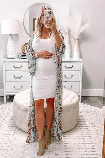 PinkBlush Ivory Sleeveless Ribbed Fitted Maternity Dress PinkBlush 