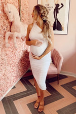 PinkBlush Ivory Sleeveless Ribbed Fitted Maternity Dress PinkBlush 