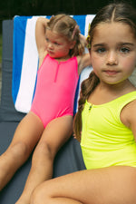 Mesh Neon Swimsuit Yellow For Kids With Front Zipper One Piece by Crew Kids NY at Everetts Place