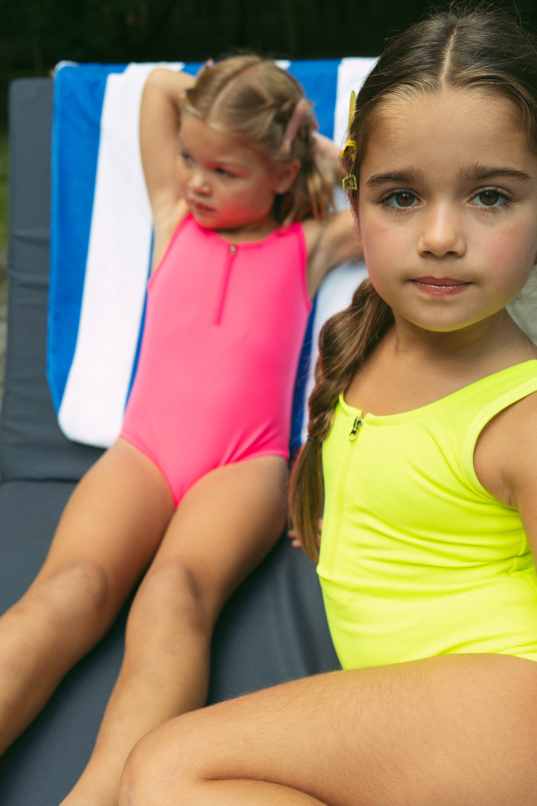 Mesh Neon Swimsuit Yellow For Kids With Front Zipper One Piece by Crew Kids NY at Everetts Place