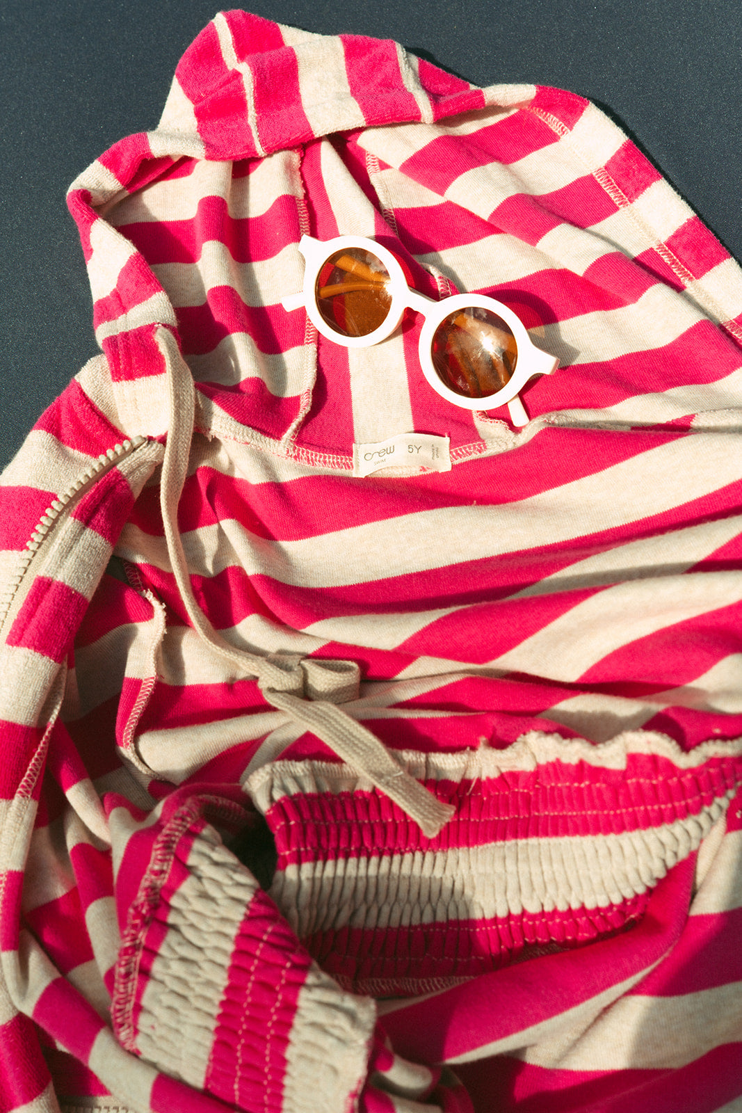 Stripe Neon Terry Maxi Hooded Full Zip Robe Pink Kids by Crew Kids NY at Everetts Place
