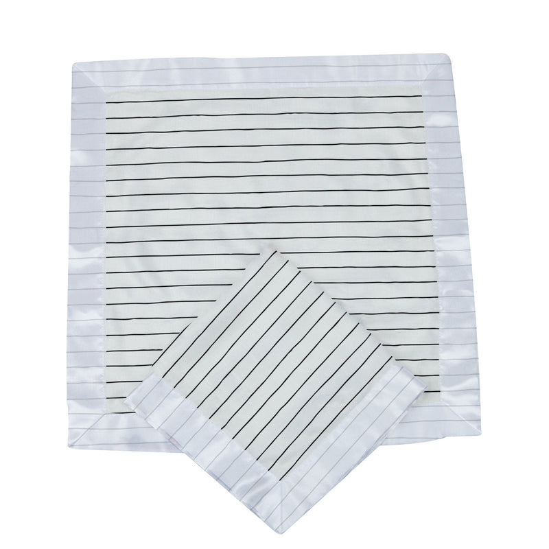 Pencil Stripe Bamboo Muslin Security Blankie, 16x16 inches, natural bamboo, striped design.