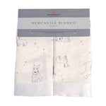 Square bamboo muslin security blanket printed with a corgi design