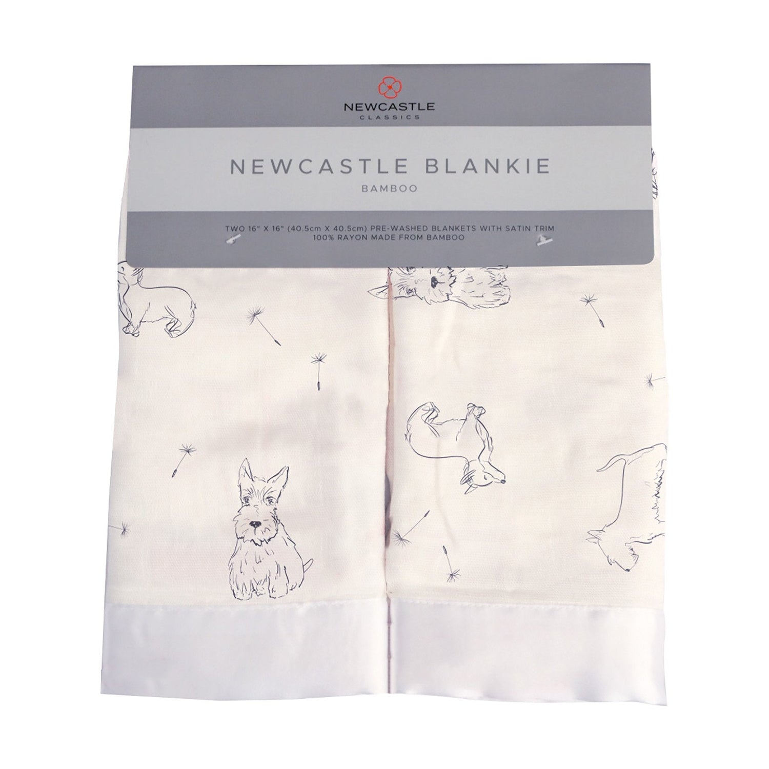 Square bamboo muslin security blanket printed with a corgi design
