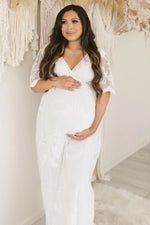 PinkBlush White Lace Mesh Overlay Maternity Maxi Dress PinkBlush 