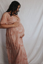 Light Pink Lace Mesh Overlay Maternity Maxi Dress by PinkBlush (view 11 of 14)