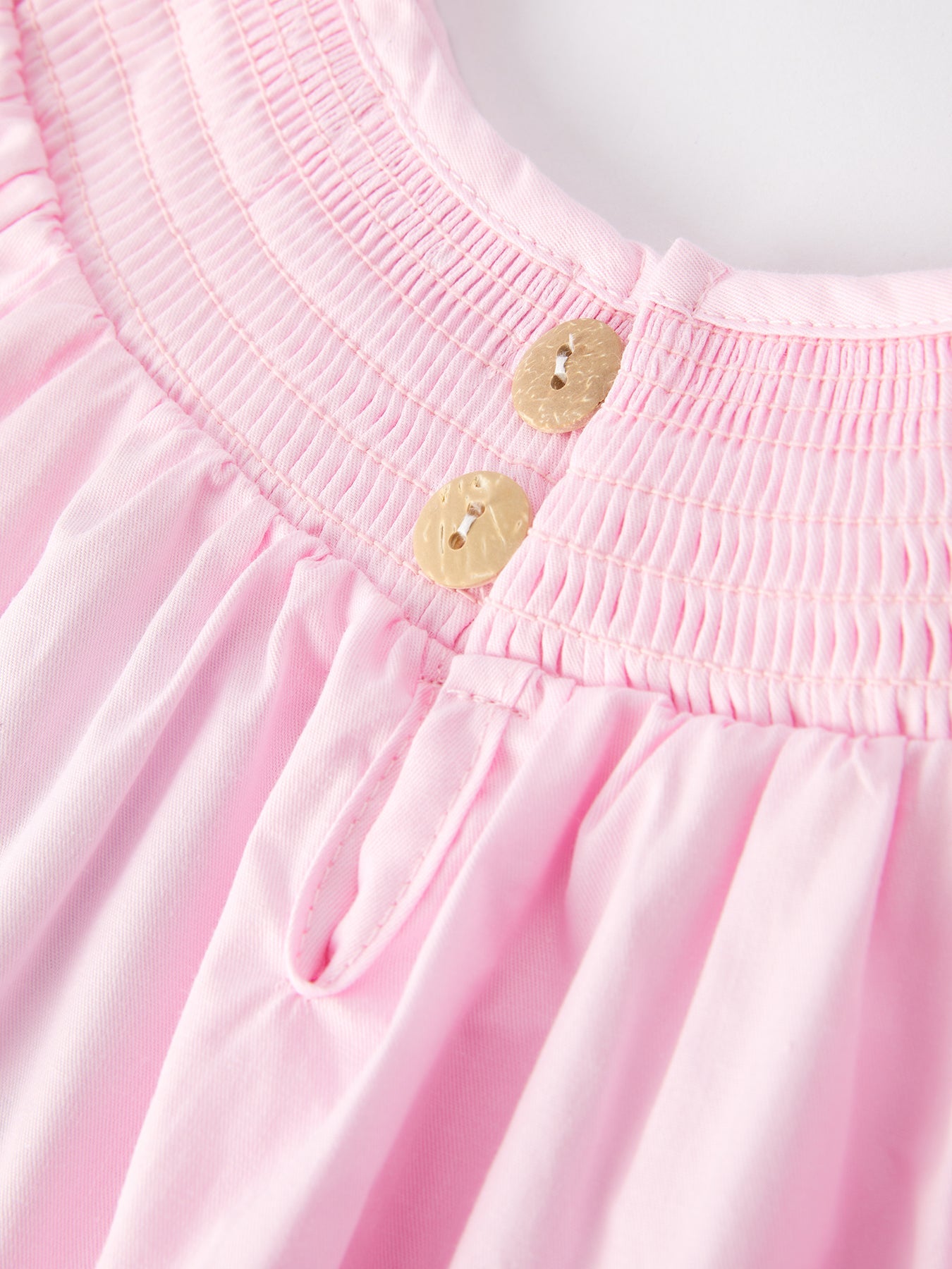 White Bow Smock Embroidered Pink Dress by Rylee Faith Designs at Everetts Place