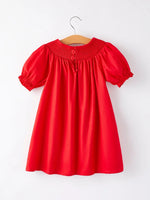 Rylee Faith Designs Girls Bow Smocking Embroidered Red Dress - Apparel & Accessories > Clothing > Dresses Dress