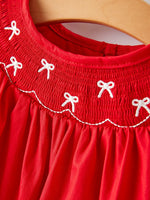 Rylee Faith Designs Girls Bow Smocking Embroidered Red Dress - Apparel & Accessories > Clothing > Dresses Dress