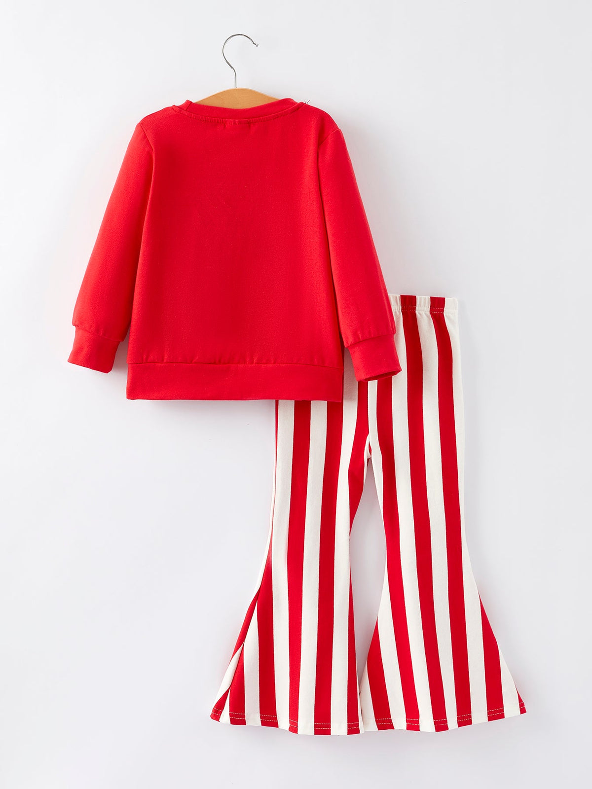 Christmas “MERRY” Applique Girls Striped Bell-bottom Pants Outfit Set by Rylee Faith Designs