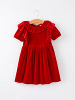 Christmas Red Velvet Girls Dress by Rylee Faith Designs