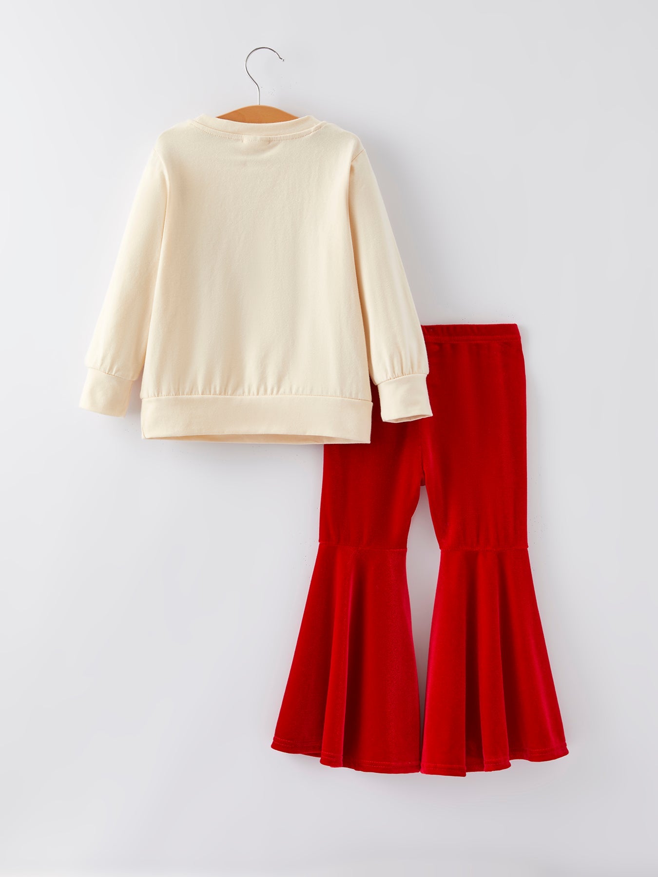 Christmas Letter Applique Top + Flared Pants Outfit Set by Rylee Faith Designs