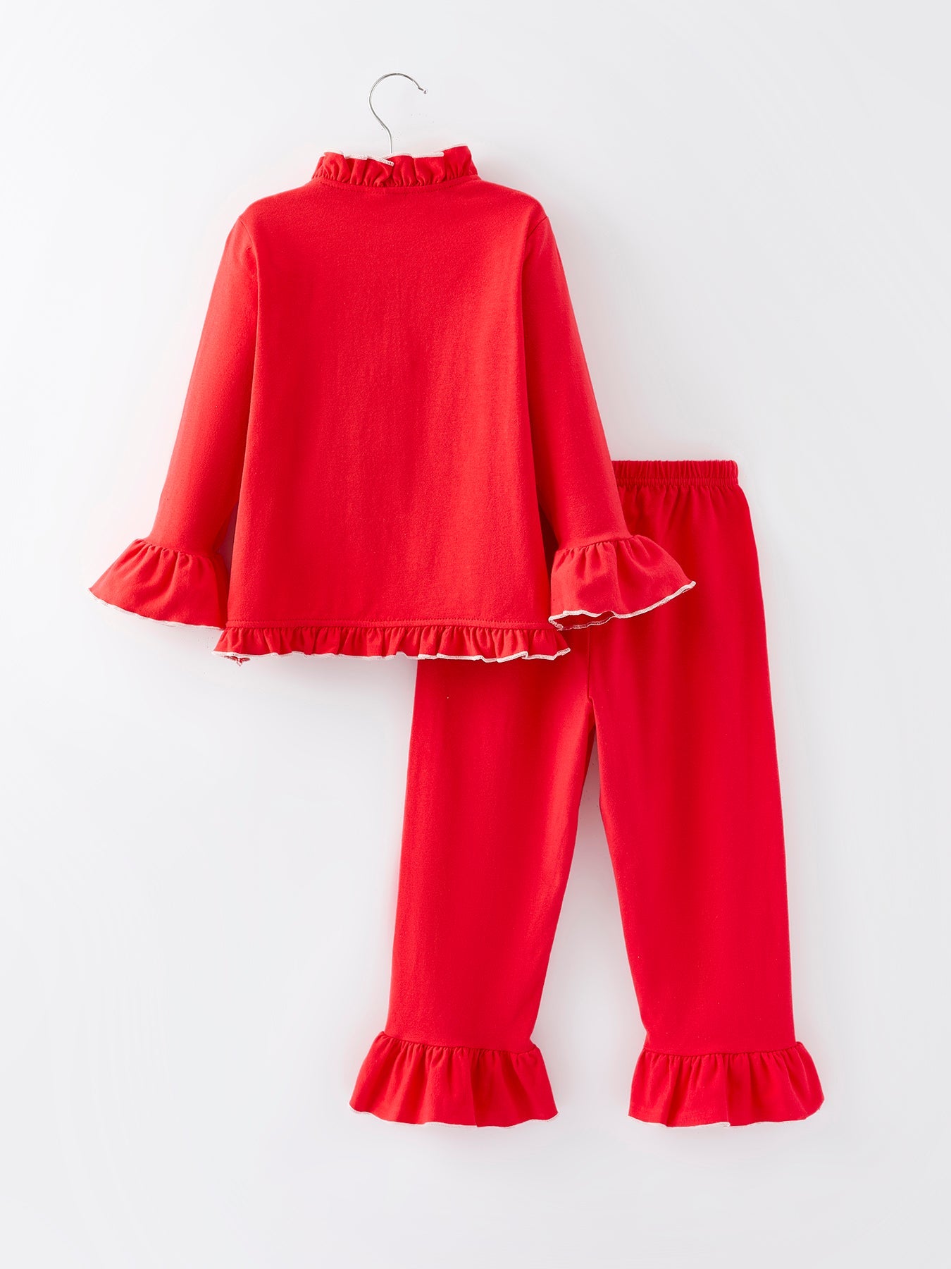 Christmas Red Girls Embroidered Pajamas by Rylee Faith Designs
