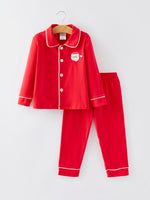 Christmas Red Boys Santa Claus Embroidered Pajamas by Rylee Faith Designs