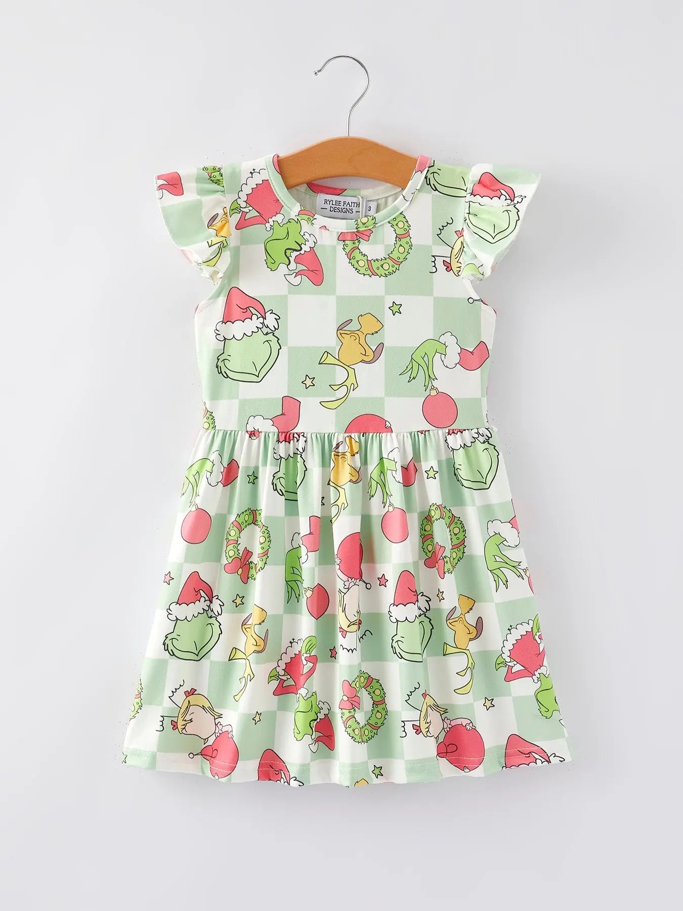 Rylee Faith Designs Girls Christmas Character Print Dress For Holiday Photos - Apparel & Accessories > Clothing > Baby & Toddler Clothing > Baby & Toddler Dresses Dress