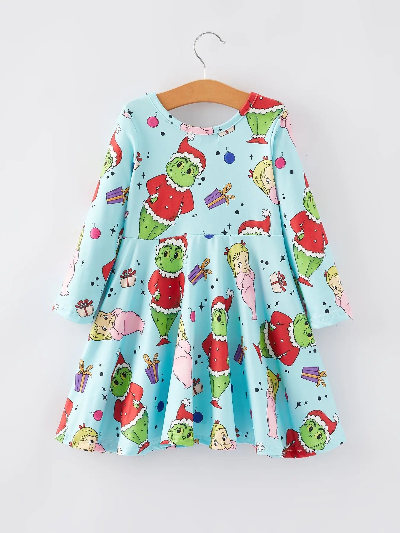Rylee Faith Designs Christmas Cartoon Characters Print Girls Dress Festive - Apparel & Accessories > Clothing > Dresses Dress