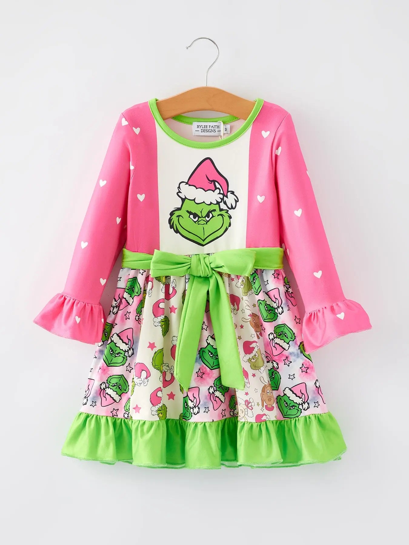 Rylee Faith Designs Christmas Character Print Ruffle Girls Dress Holiday Party - Apparel & Accessories > Clothing > Dresses Dress