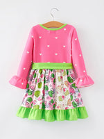 Rylee Faith Designs Christmas Character Print Ruffle Girls Dress Holiday Party - Apparel & Accessories > Clothing > Dresses Dress