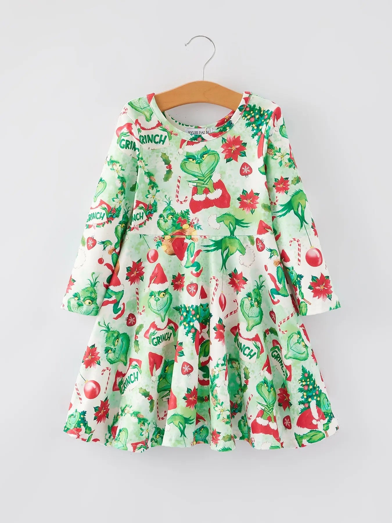 Rylee Faith Designs Christmas Cartoon Characters Print Girls Dress Holiday Dress - Apparel & Accessories > Clothing > Dresses Dress