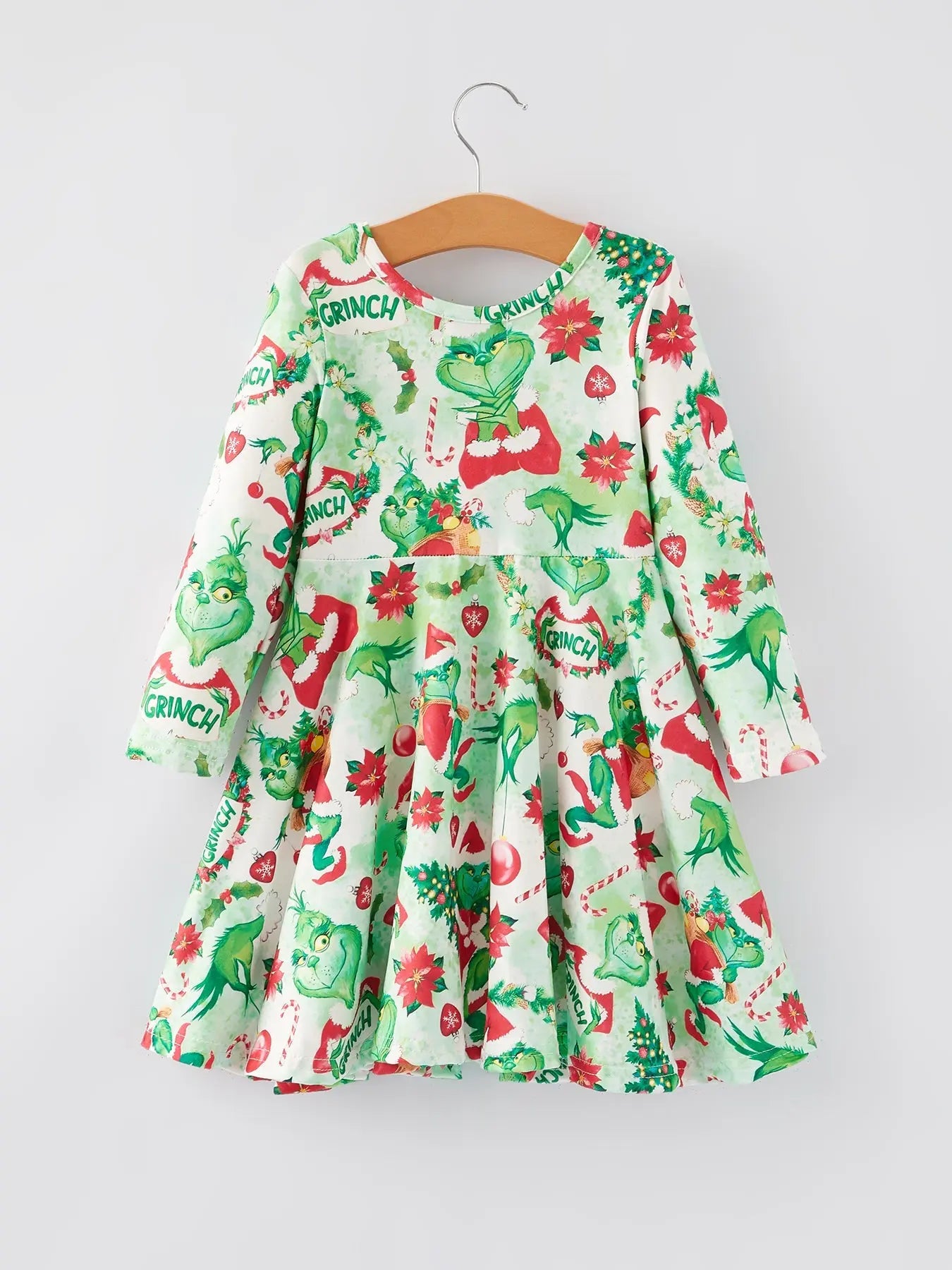 Rylee Faith Designs Christmas Cartoon Characters Print Girls Dress Holiday Dress - Apparel & Accessories > Clothing > Dresses Dress